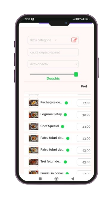 Administrare comenzi pe mobil