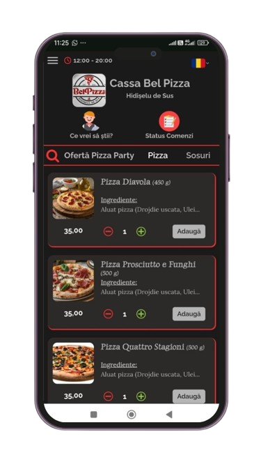 Combo-uri evidențiate în meniu digital